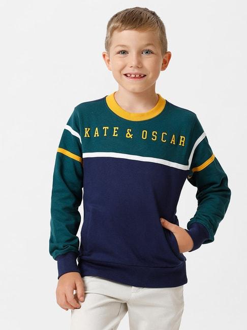kate-&-oscar-kids-navy-&-teal-graphic-print-full-sleeves-sweatshirt