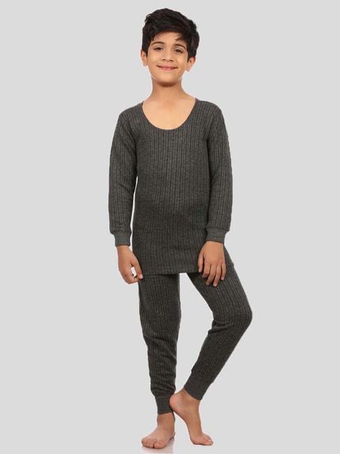 Neva Kids Grey Cotton Regular Fit Full Sleeves Thermal Set