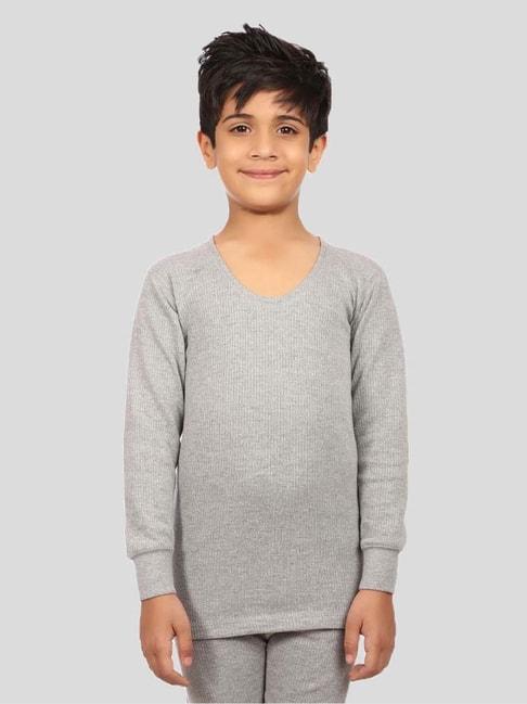Neva Kids Grey Cotton Regular Fit Full Sleeves Thermal Set