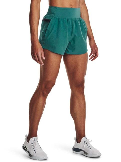 UNDER ARMOUR Green Mid Rise Sports Shorts