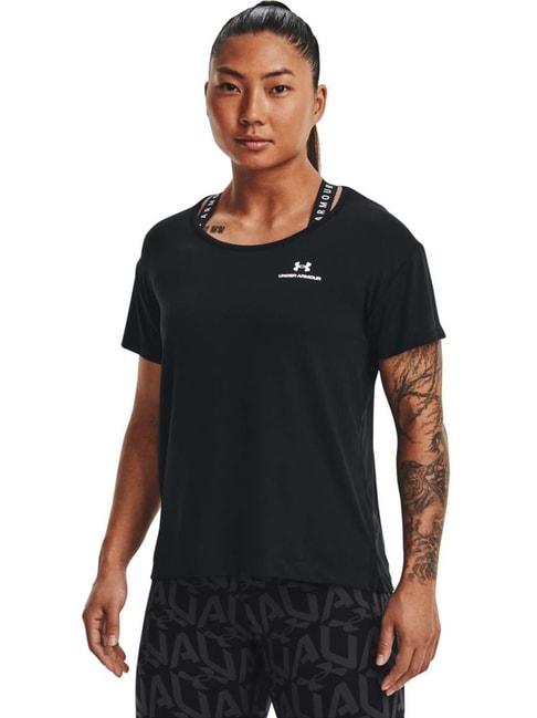 UNDER ARMOUR Black Logo Print Sports T-Shirt