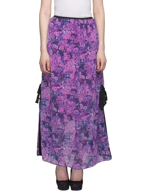One Femme Purple Printed Maxi Skirt