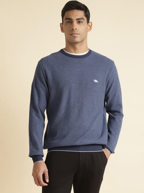andamen-blue-regular-fit-textured-cotton-sweater