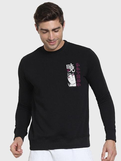 Bewakoof Black Regular Fit Graphic Print Sweatshirt