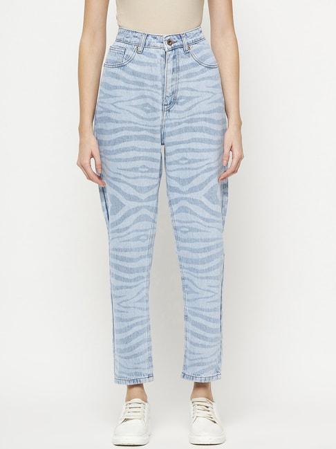 Camla Light Blue Printed Mid rise Jeans