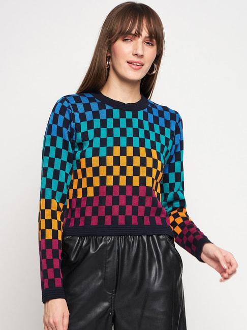 MADAME Multicolor Checks Sweater