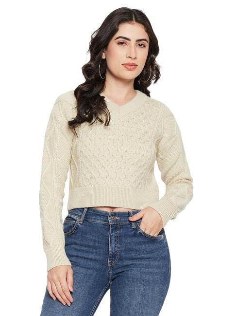 MADAME Beige Regular Fit Sweater