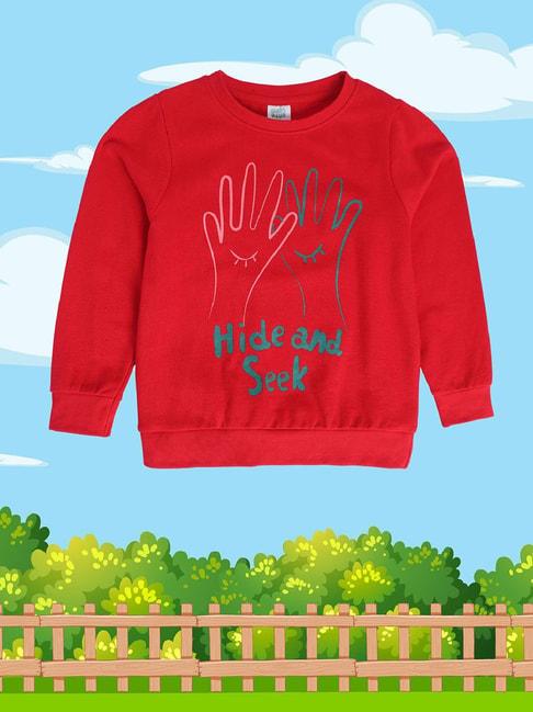 MINIKLUB Kids Red Printed Full Sleeves Sweatshirt