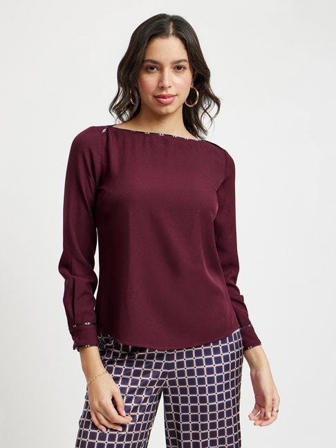 fablestreet-maroon-relaxed-fit-top