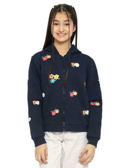 Natilene Kids Navy Embroidered Full Sleeves Sweatshirt