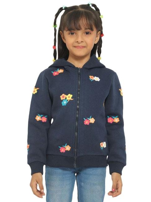 Nauti Nati Kids Navy Embroidered Full Sleeves Sweatshirt