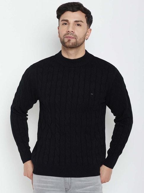 okane-black-regular-fit-self-design-sweater