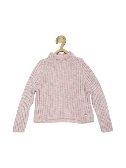 Allen Solly Junior Pink Self Design Full Sleeves Sweater