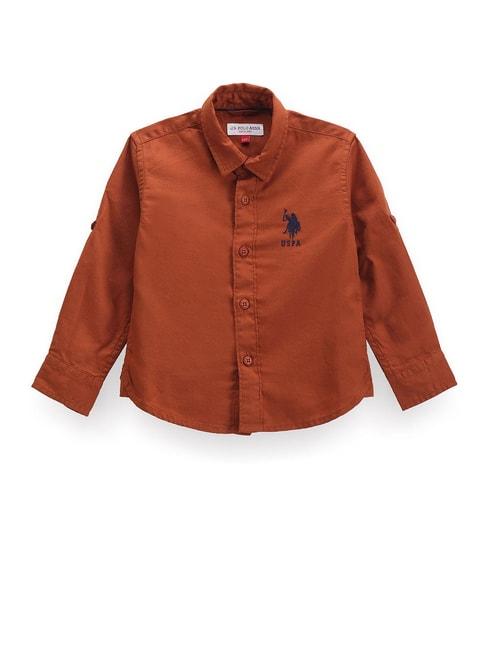 U.S. Polo Assn. Kids Rust Solid Full Sleeves Shirt