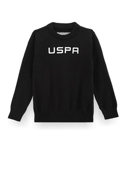 U.S. Polo Assn. Kids Black Self Design Sweater