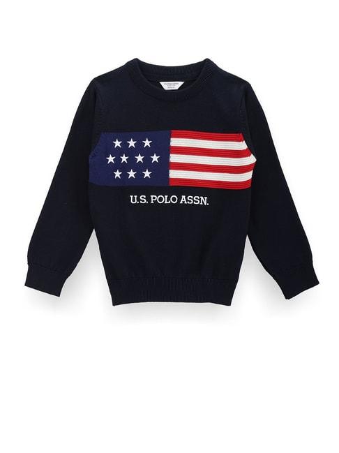 U.S. Polo Assn. Kids Blue Self Design Sweater