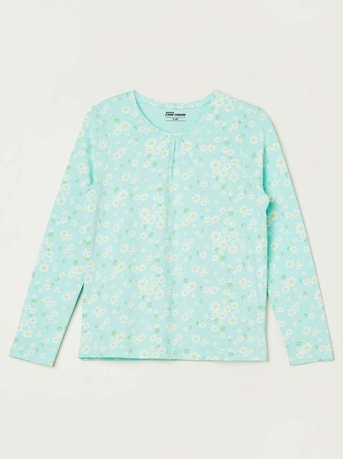 fame-forever-by-lifestyle-kids-green-cotton-floral-print-full-sleeves-tee