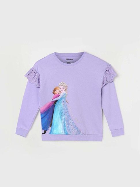 Fame Forever by Lifestyle Kids Lavender Cotton Printed Full Sleeves Sweatshirt