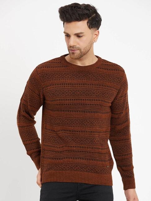 Duke Rust Regular Fit Striped Sweater