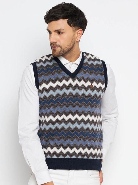 Duke Navy Blue Regular Fit Self Pattern Sweater