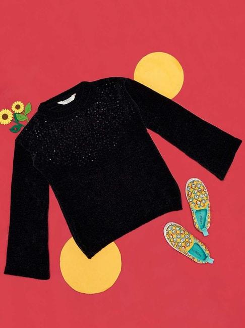 pantaloons-junior-kids-black-cotton-embellished-full-sleeves-sweater