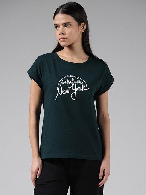 Studiofit by Westside Green Typographic Printed T-Shirt