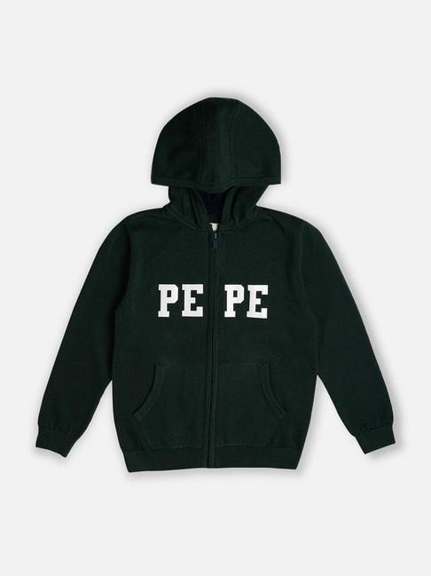 Pepe Jeans Kids Dark Green Graphic Print Full Sleeves Sweater