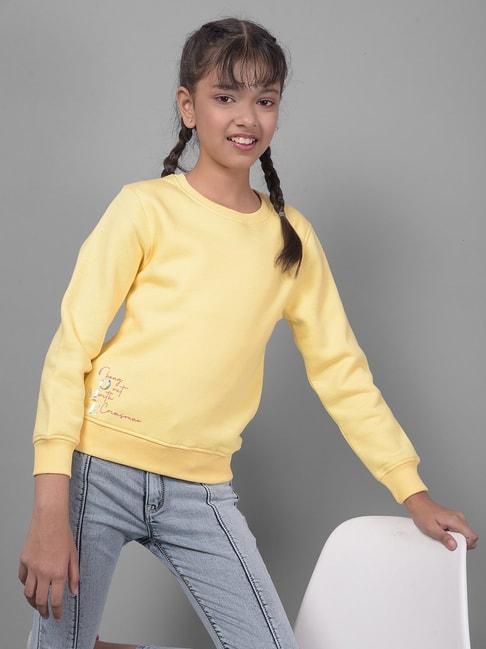 Crimsoune Club Kids Yellow Solid Full Sleeves Sweatshirt