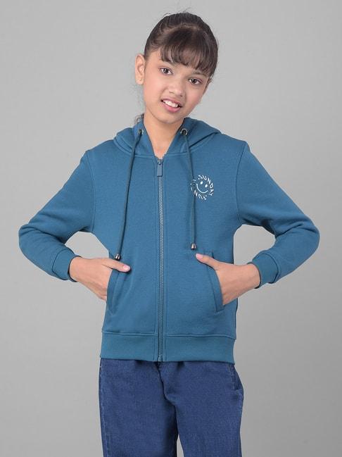 Crimsoune Club Kids Blue Solid Full Sleeves Sweatshirt