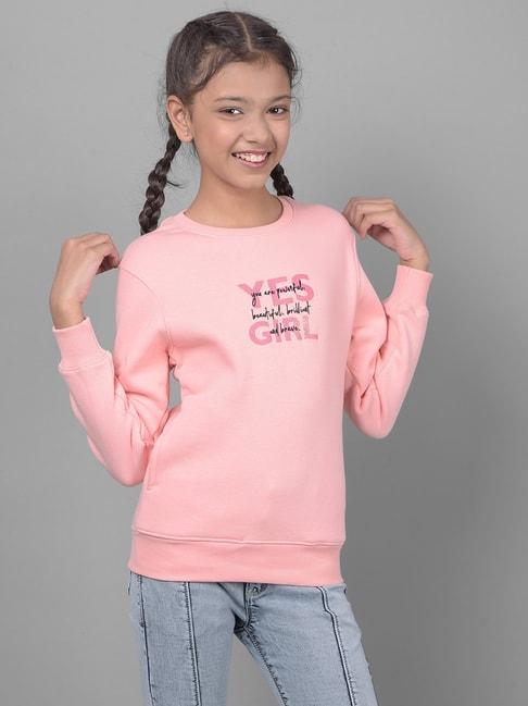 Crimsoune Club Kids Pink Printed Print Full Sleeves Sweatshirt
