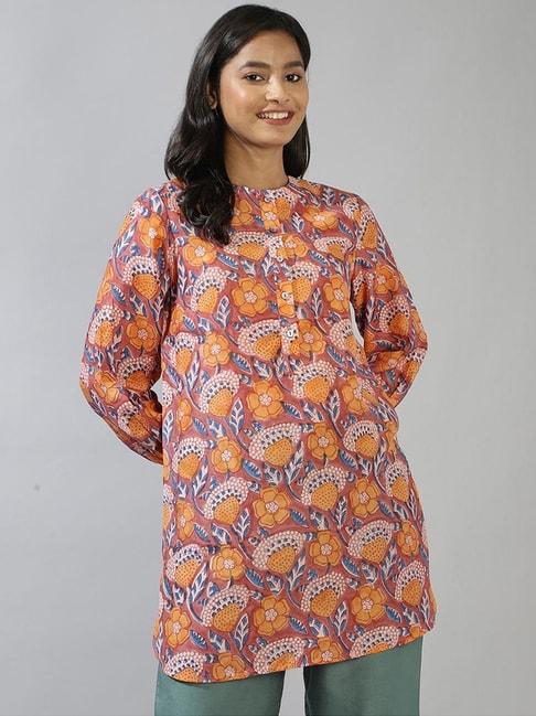 fabindia-orange-printed-tunic