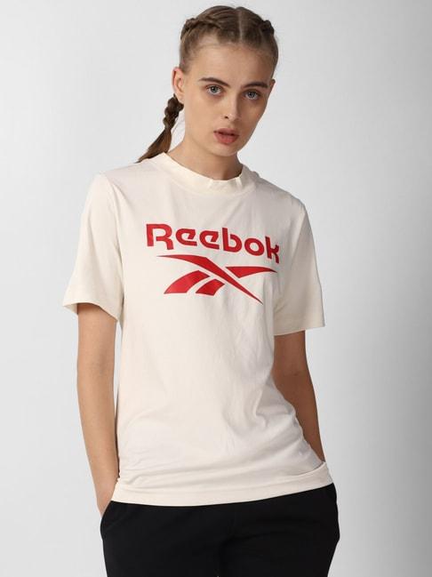Reebok Beige Printed Sports T-Shirt