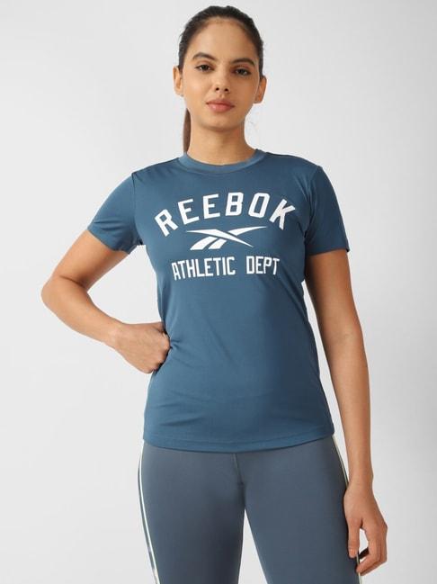 Reebok Blue Printed Sports T-Shirt