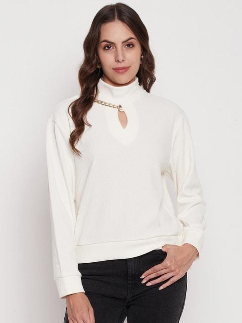 MADAME White Regular Fit Sweatshirt