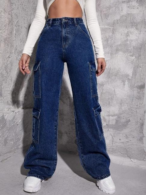 broadstar-dark-blue-denim-relaxed-fit-high-rise-cargo-jeans