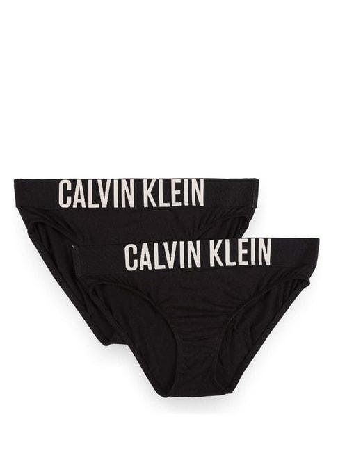 Calvin Klein Kids Black Cotton Logo Panty (Pack of 2)