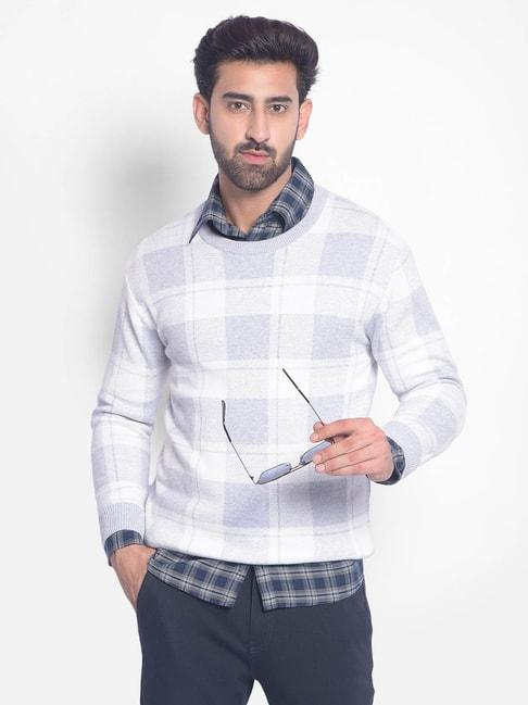 crimsoune-club-grey-cotton-regular-fit-checks-sweater