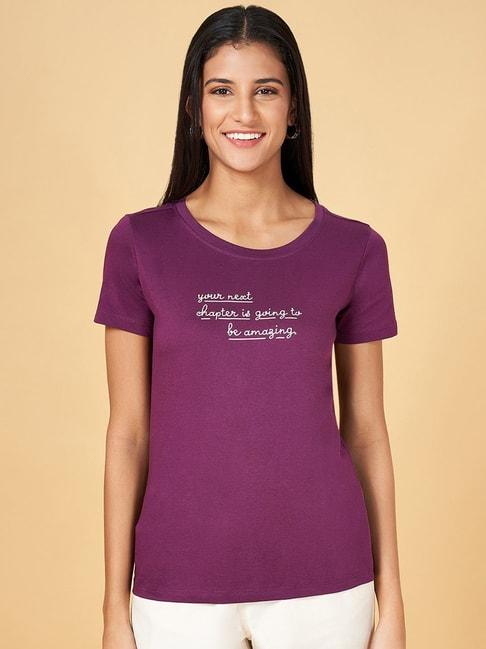 Honey by Pantaloons Purple Cotton Printed T-Shirt