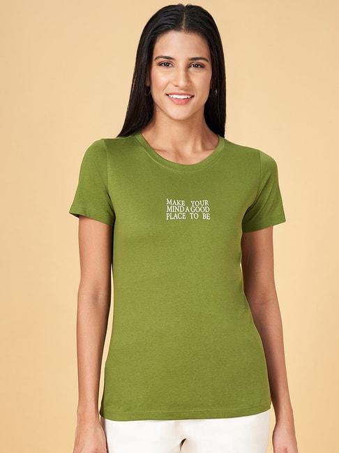 Honey by Pantaloons Green Cotton Printed T-Shirt