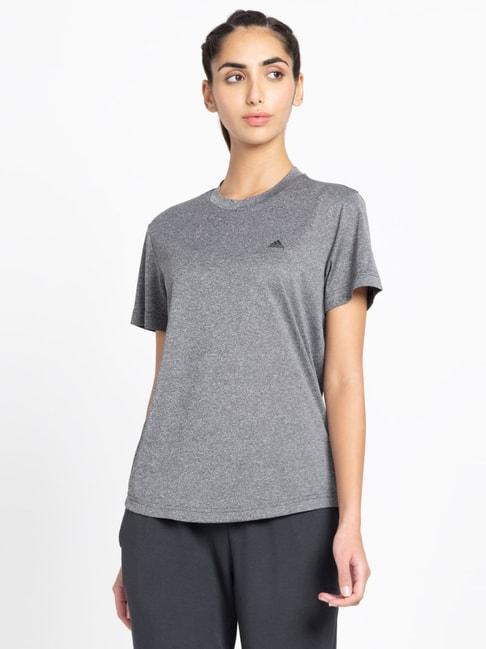 adidas Grey Logo Print Sports T-Shirt