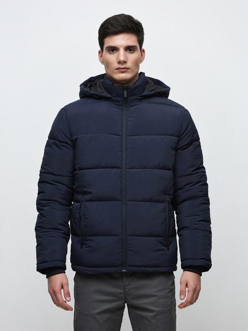 selected-homme-blue-regular-fit-hooded-jacket