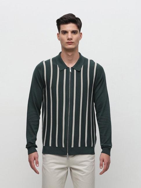 selected-homme-green-regular-fit-striped-cardigan