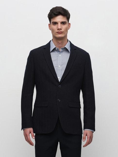 SELECTED HOMME Navy Slim Fit Textured Blazer