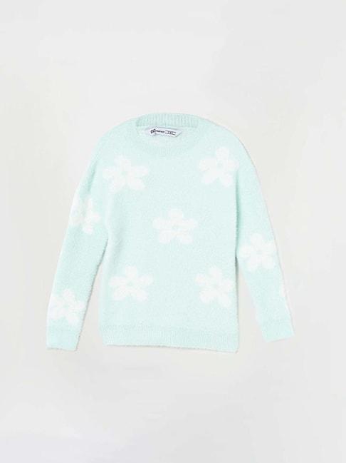 Fame Forever by Lifestyle Kids Mint Green Floral Print Full Sleeves Sweater