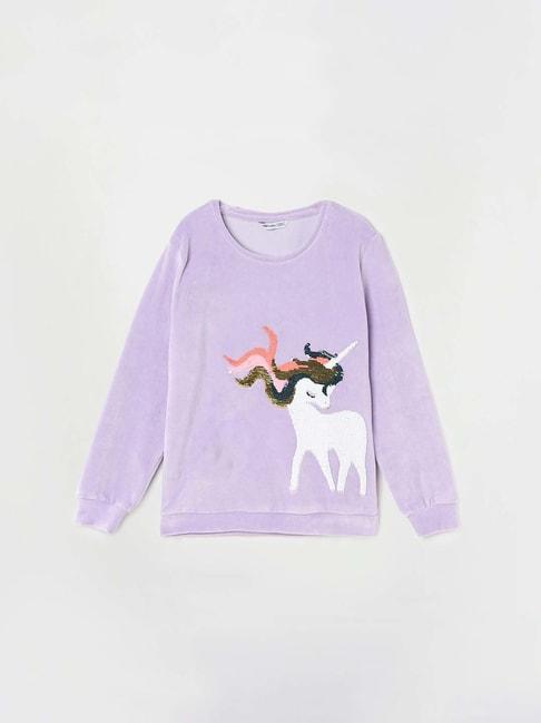 Fame Forever by Lifestyle Kids Lavender Sequence Full Sleeves Sweatshirt