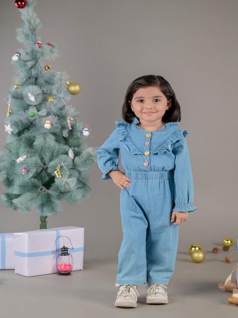 Budding Bees Kids Blue Solid Full Sleeves Dungaree