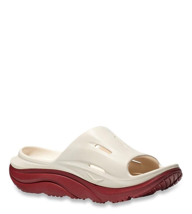 Hoka Men's U Ora Recovery 3 Off White Slide Sandals