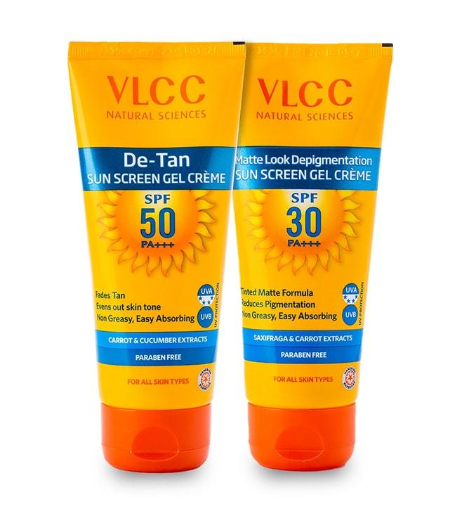 VLCC Matte Look SPF 30 Sunscreen Gel Creme and De Tan Sunscreen Gel Cream SPF 50 - Pack of 2