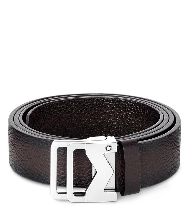 Montblanc Brown Sfumato Leather Belt with M Buckle