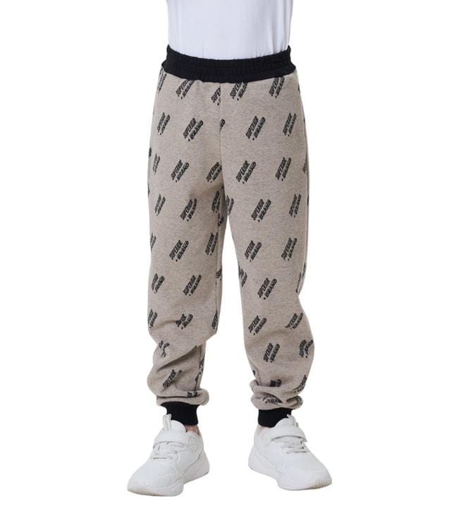 Choupette Beige Oxford Footer Printed Relaxed Fit Joggers